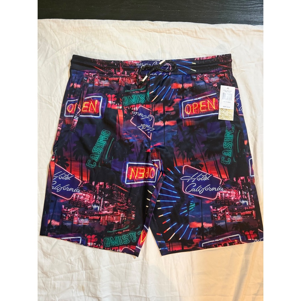 Fresh by the Doll Clothing Co. Men's X Large Neon Casino Hotel California Shorts